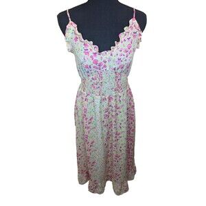 Sienna Sky Midi Dress Floral Smocked Ruffle Spaghetti Straps Smocked Medium